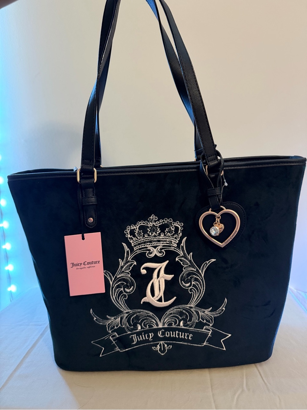 Juicy Couture Black Tote Bag with Heart Charm